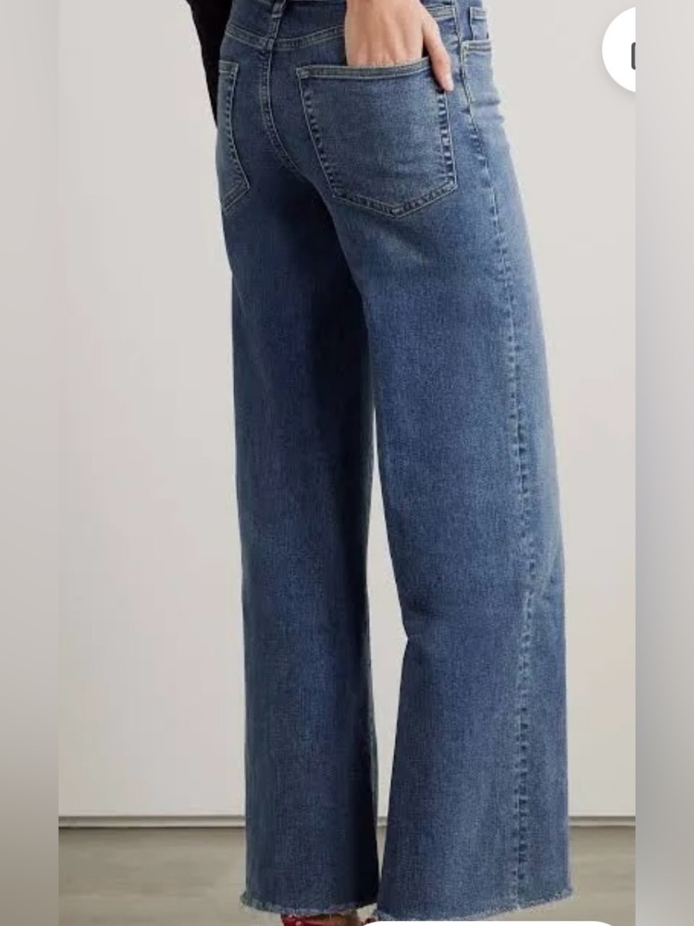 FRAME Le Slim Palazzo wide leg, raw hem jeans in Jetty wash 30